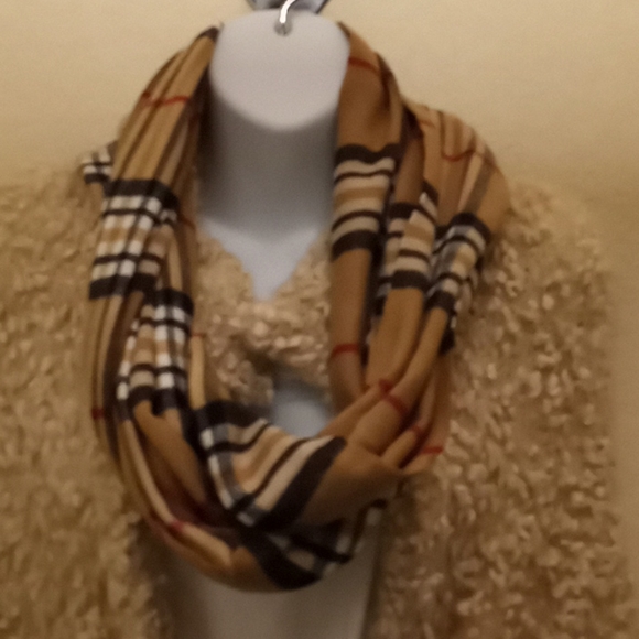 Camel Plaid Pashmina Cashmere Feel Scarf - Picture 14 of 15